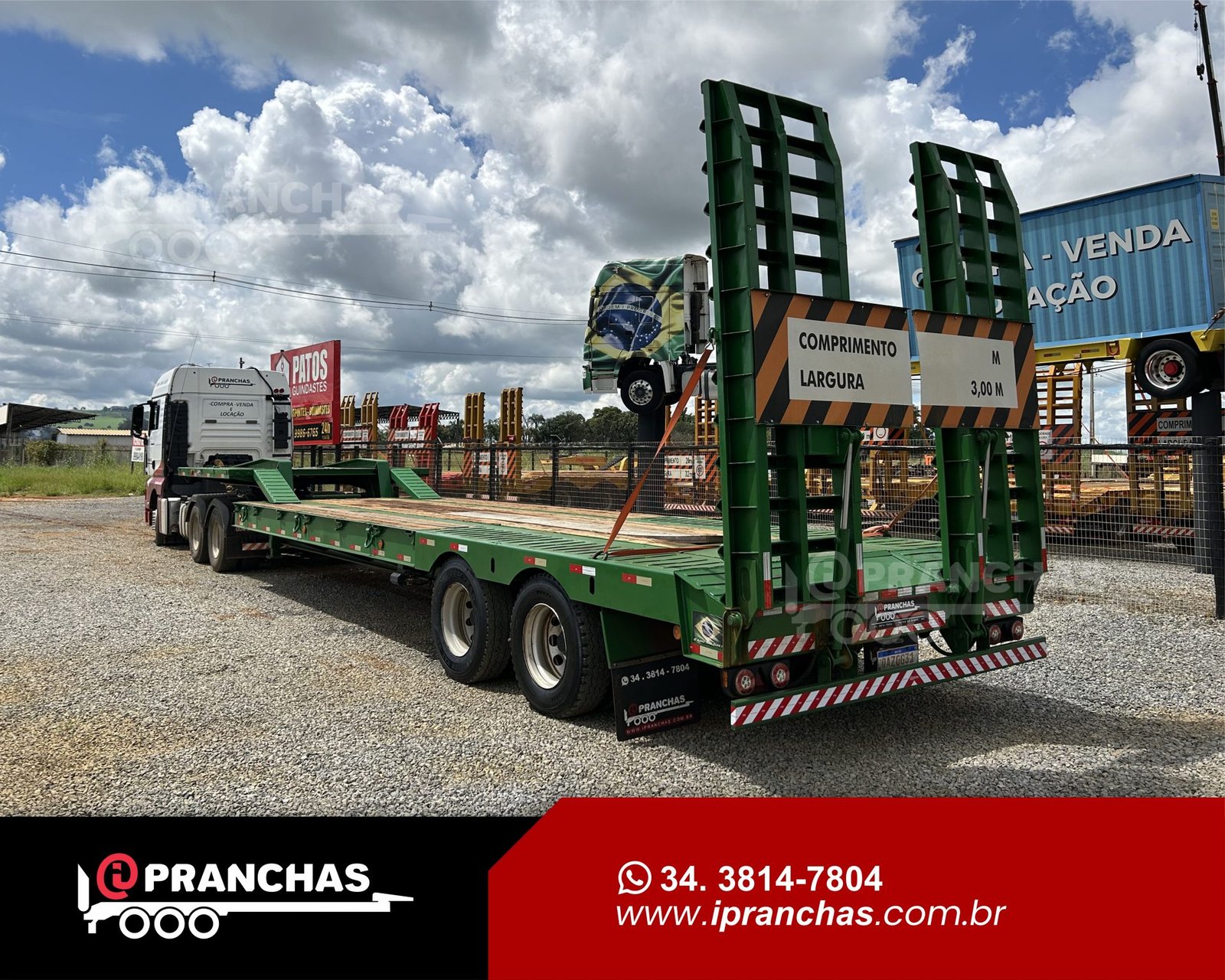 Prancha Carrega Tudo Reta 02 Eixos Verde
