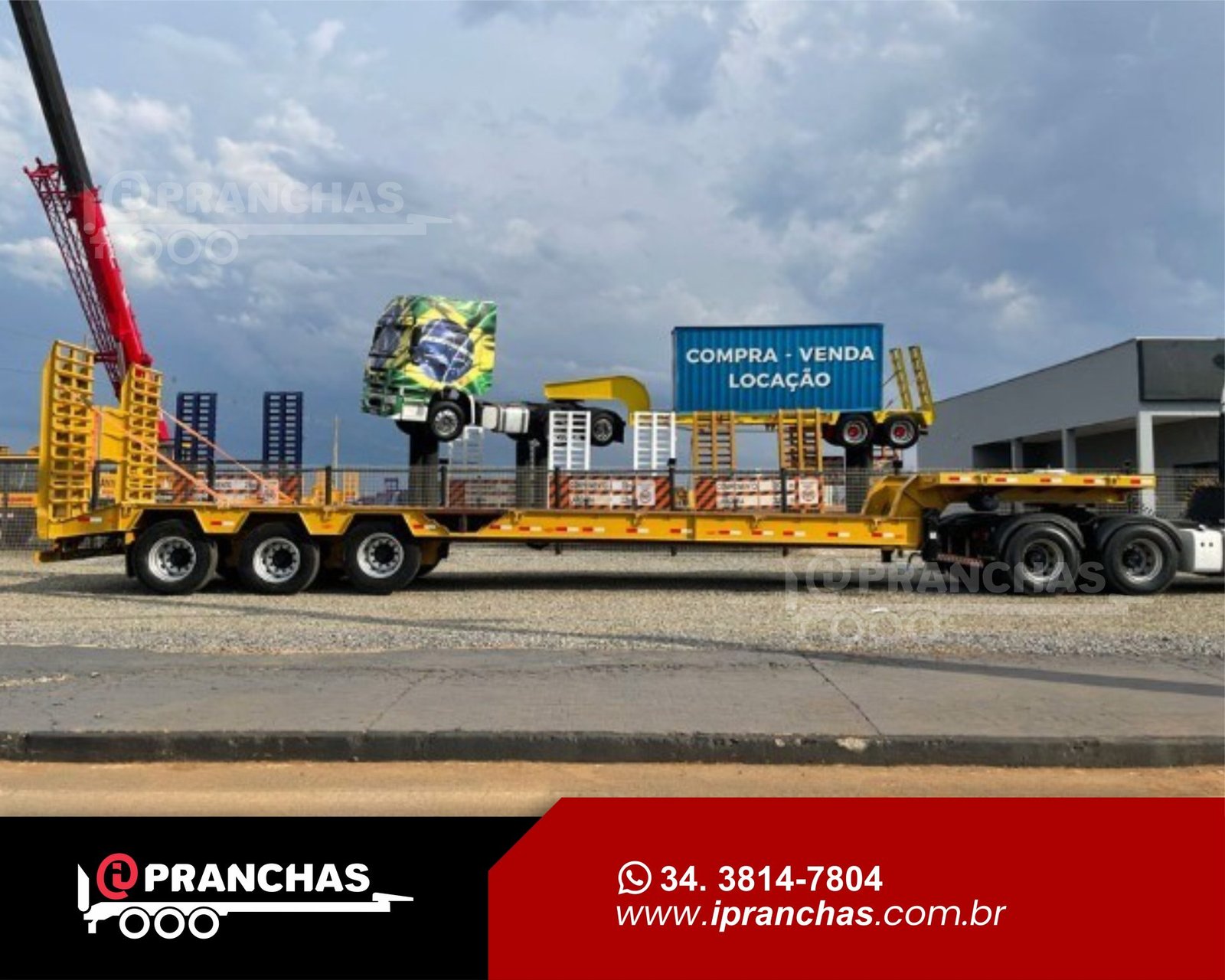 Prancha Carrega Tudo Agrícola 03 Eixos Amarelo Rodomais
